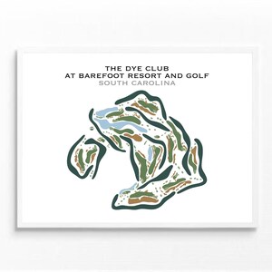 Der Dye Club im Barfußurlaubsort, SC | Kunstdruck, Kunstdruck, Score Card Layout, Golf Map, Golf Map, Landkarte, Geschenkidee für Sie und Ihn, Kunstdruck UNGERAHMT