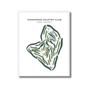 May include: A stylised illustration of a golf course, showing the layout of the Ridgewood Country Club in New Jersey.