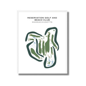 Klub golfowy i plażowy Reservation, MA | Mapa pola golfowego, wystrój, prezent dla golfisty dla niego, układ tabeli wyników, prezent dla chłopaka golfisty, dekoracja z nadrukiem artystycznym