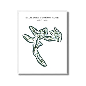 Salisbury Country Club, Virginia, Mapa de golfe impresso, Mapa de campo de golfe personalizado, Presentes para um jogador de golfe, Presente de golfe, Ideias de decoração de golfe, Minimalista
