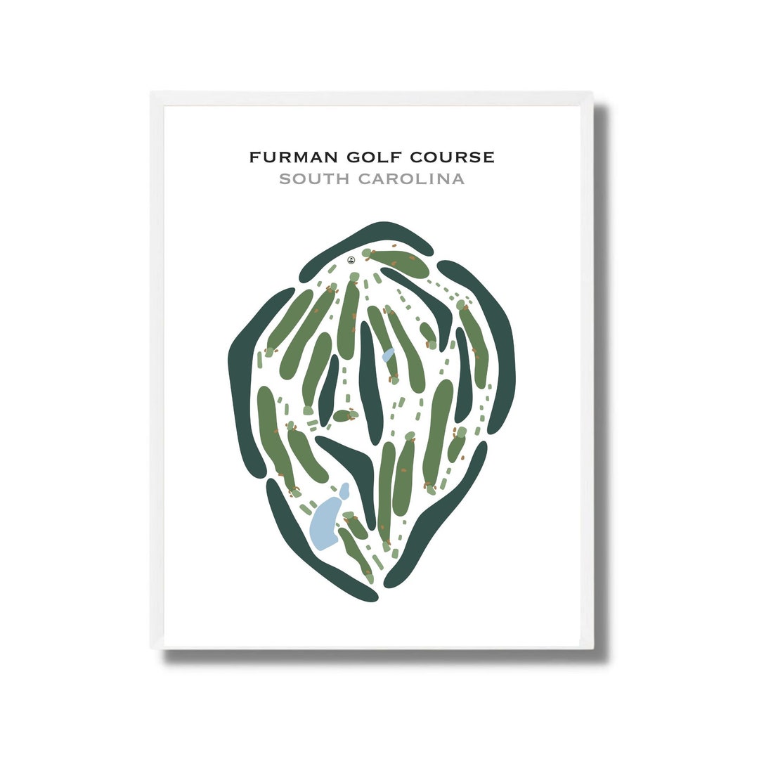 Furman Golf Course, SC Golf Course Map Canvas, Home Decor, Golf Gift