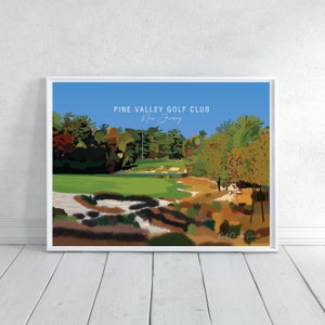 Pine Valley Golf Club, New Jersey | Signature hole golfkunst, wanddecoratie, golfdecor, sportcadeau voor papa, cadeau golfliefhebbers, golf jubileumcadeau