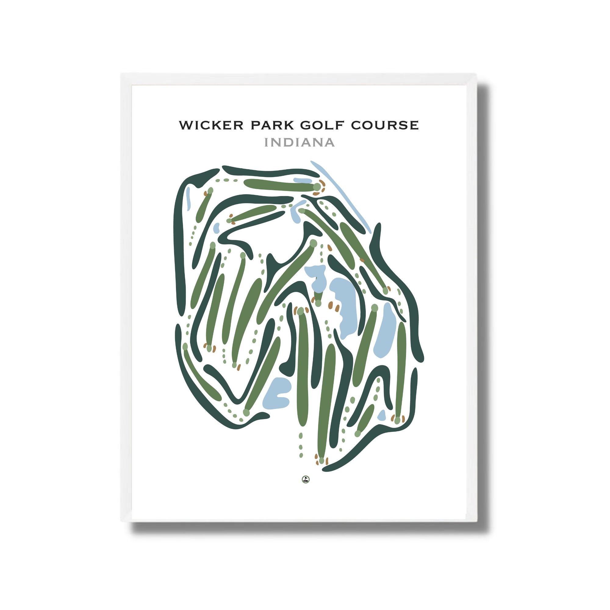 Wicker Park Golf Course IN Wall Art, Golf Course Map Hanging Decor, Golfer Gift For Him, Scorecard Layout Canvas, Golfer Boyfriend Gift