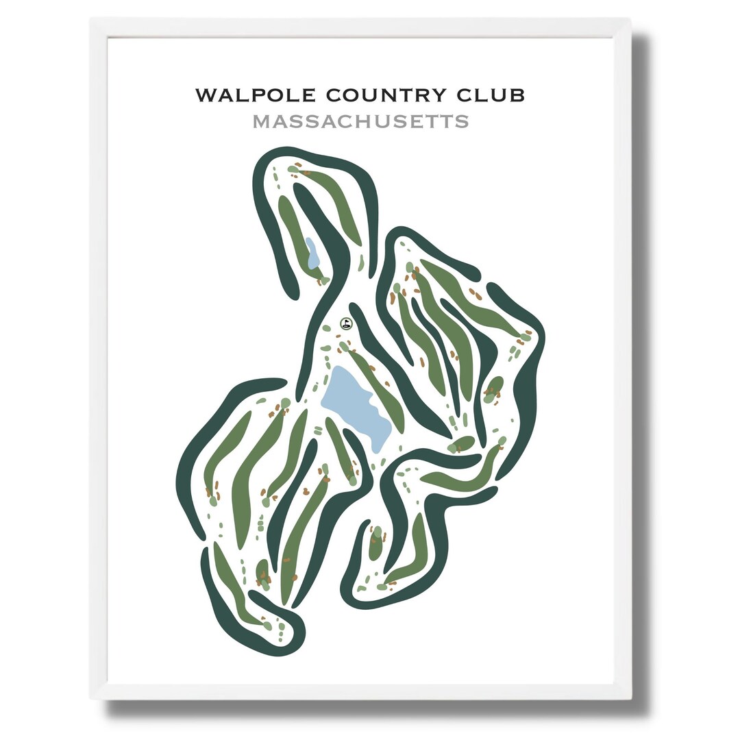 Walpole Country Club MA Golf Course Map Golf Art Decor Etsy
