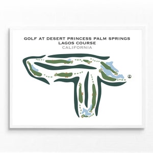Golf au parcours Desert Princess Palm Springs Lagos, Californie | Carte du terrain de golf, carte de golf, mise en page de la carte de score, cadeau petit ami golfeur, impression d'art SANS cadre