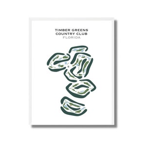 May include: A stylised illustration of a golf course layout, with green fairways and blue water hazards. The text "TIMBER GREENS COUNTRY CLUB FLORIDA" is at the top of the image.
