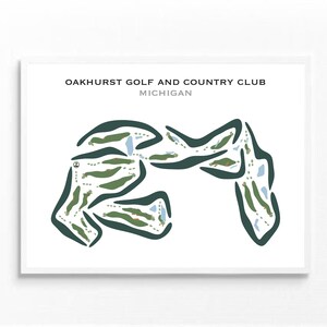 Oakhurst Golf & Country Club, Michigan, golfbaankaart, kaart voor golfers, golfcadeau-idee, gepersonaliseerd vaderdagcadeau, golfcadeaus vader