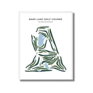 Bass Lake-golfbaan, Wisconsin | Golfbaankaart, golfkaart, golfer cadeau voor hem, scorecardlay-out, cadeau golfer vriendje, kunstdruk INGELIJST