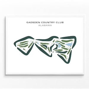 Gadsden Country Club, Alabama / Mapa del campo de golf, Mapa de golf, Regalo para golfista, Diseño de tarjeta de puntuación, Regalo para novio golfista, Lámina artística sin marco