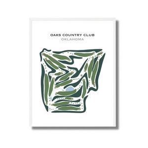 Oaks Country Club, Oklahoma | Golf Course Map, Golf Map, Golfer Gift For Him, Scorecard Layout, Golfer Boyfriend Gift, Art Print Decor