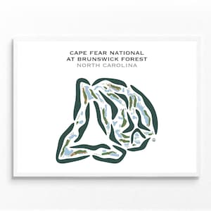 Campo de golf nacional Cape Fear en Brunswick Forest, Carolina del Norte / Mapa del campo de golf, regalo de golfista para él, regalo de novio golfista, lámina artística sin marco