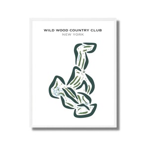 Wild Wood Country Club, État de New York | Carte du parcours de golf, carte du golf, cadeau golfeur pour lui, mise en page de la carte de score, cadeau petit ami golfeur, impression d'art sans cadre