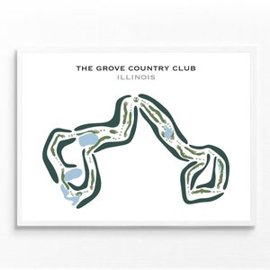 Country Club de Grove, Illinois | Carte du parcours de golf, carte du golf, cadeau golfeur pour lui, mise en page de la carte de score, cadeau petit ami golfeur, impression d'art sans cadre