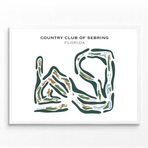 Country Club of Sebring, FL | Golf Course Map, Golf Map, Golfer Gift For Him, Scorecard Layout, Golfer Boyfriend Gift,Art Print Decor