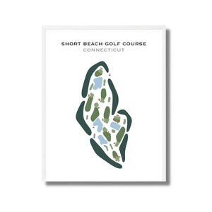 Campo de golf Short Beach, CT / Mapa del campo de golf, Mapa de golf, Regalo de golfista para él, Diseño de tarjeta de puntuación, Regalo para novio golfista, Impresión artística SIN MARCO