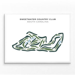 Sweetwater Country Club, SC / Mapa del campo de golf, mapa de golf, regalo de golfista para él, diseño de tarjeta de puntuación, regalo de novio golfista, impresión artística SIN MARCO