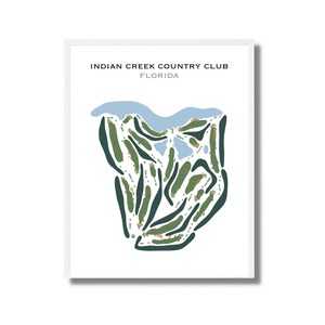 Indian Creek Country Club, FL | Golf Course Map, Golf Map, Golfer Gift For Him, Scorecard Layout, Golfer Boyfriend Gift,Art Print Decor