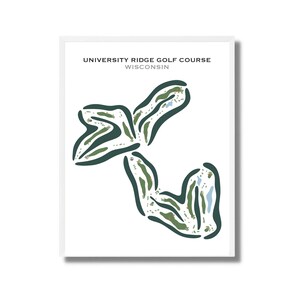 Universität Ridge Golf Club, Wisconsin, Golf Platz Karte, Golf Wand Dekor, Einzigartige Geschenkidee für jeden Golfer, Minimalistisch, Individueller Golf Platz