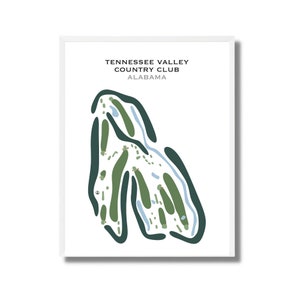 Tennessee Valley Country Club, AL | Golfbaankaart, decor, golfer cadeau voor hem, scorecardlay-out, cadeau golfer vriendje, kunstdruk INGELIJST