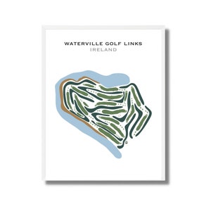Waterville Golf Links, Ierland|Golfbaankaart, golfkaart, golfer cadeau voor hem, scorecardlay-out, cadeau golfer vriendje, kunstdruk INGELIJSTE
