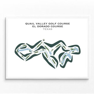 Quail Valley-golfbaan - El Dorado Course, TX | Golfbaankaart, golfkaart, golfer cadeau voor hem, cadeau golfer vriendje, kunstdruk INGELIJSTE