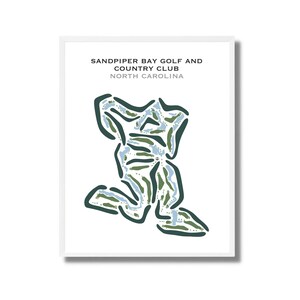Golf & Country Club de Sandpiper Bay, Caroline du Nord | Carte du terrain de golf, carte du golf, cadeau golfeur pour lui, cadeau petit ami golfeur, impression d'art sans cadre