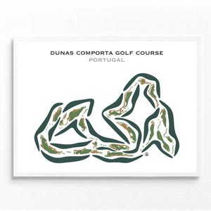 Campo de golf Dunas Comporta, Portugal / Mapa del campo de golf, Mapa de golf, Regalo de golfista para él, Diseño de tarjeta de puntuación, Regalo de novio golfista, Lámina artística