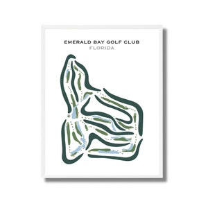 Emerald Bay Golf Club, Floride | Carte du parcours de golf, carte du golf, cadeau golfeur pour lui, mise en page de la carte de score, cadeau petit ami golfeur, impression d'art sans cadre