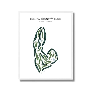 Elmira Country Club - Golfbaan, New York | Golfbaankaart, golfkaart, golfer cadeau voor hem, scorecard, cadeau golfer vriendje, kunstdruk INGELIJST