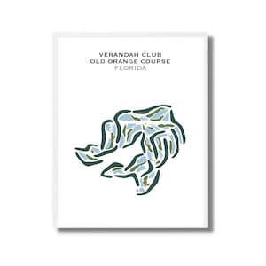 Verandah Club - Old Orange Course, Florida | Golfbaankaart, golfkaart, golfer cadeau voor hem, cadeau golfer vriendje, kunstdruk INGELIJSTE