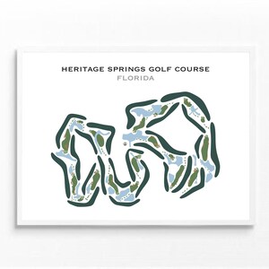 Parcours de golf d'Heritage Springs, Floride | Carte du parcours de golf, décoration, cadeau golfeur pour lui, mise en page de la carte de score, cadeau petit ami golfeur, impression d'art sans cadre