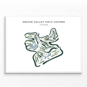 Squaw Valley-golfbaan, TX | Golfbaankaart, golfkaart, golfer cadeau voor hem, scorecardlay-out, cadeau golfer vriendje, kunstdruk INGELIJST
