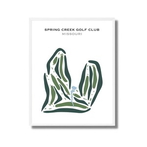 Club de golf de Spring Creek, Missouri | Carte du parcours de golf, carte du golf, cadeau golfeur pour lui, mise en page de la carte de score, cadeau petit ami golfeur, impression d'art sans cadre