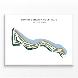 Club de golf de North Berwick, Écosse | Carte du parcours de golf, carte du golf, cadeau golfeur, mise en page de la carte de score, cadeau petit ami golfeur, impression d'art sans cadre