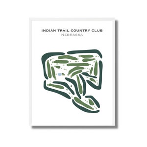 Indian Trails Country Club, Nebraska | Golfbaankaart, golfcadeaus voor vader, golfmuurkunst | Kunstafdruk in aquarelstijl, niet ingelijst