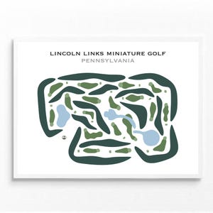 Minigolf Lincoln Links, Pennsylvanie | Carte du parcours de golf, carte du golf, cadeau golfeur pour lui, mise en page de la carte de score, cadeau petit ami golfeur, impression d'art sans cadre