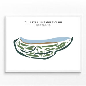 Cullen Links Golf Club, Schotland | Golfbaankaart, decor, golfer cadeau voor hem, scorecardlay-out, cadeau golfer vriendje, kunstdruk INGELIJST