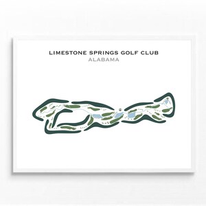 Club de golf de Limestone Springs, Alabama | Carte du parcours de golf, carte du golf, cadeau golfeur pour lui, mise en page de la carte de score, cadeau petit ami golfeur, impression d'art sans cadre