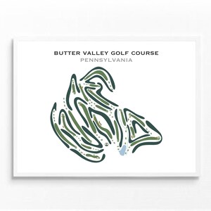 Butter Valley-golfbaan, Pennsylvania | Golfbaankaart, golfkaart, golfer cadeau voor hem, scorecardlay-out, cadeau golfer vriendje, kunstprint INGELIJST