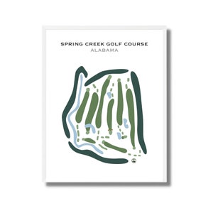 Spring Creek-golfbaan, AL | Golfbaankaart, golfkaart, golfer cadeau voor hem, scorecardlay-out, cadeau golfer vriendje, kunstdruk INGELIJST