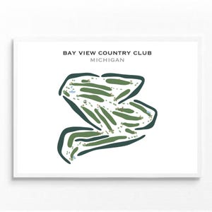 Bay View Country Club, Michigan | Carte du parcours de golf, carte du golf, cadeau golfeur pour lui, mise en page de la carte de score, cadeau petit ami golfeur, impression d'art sans cadre