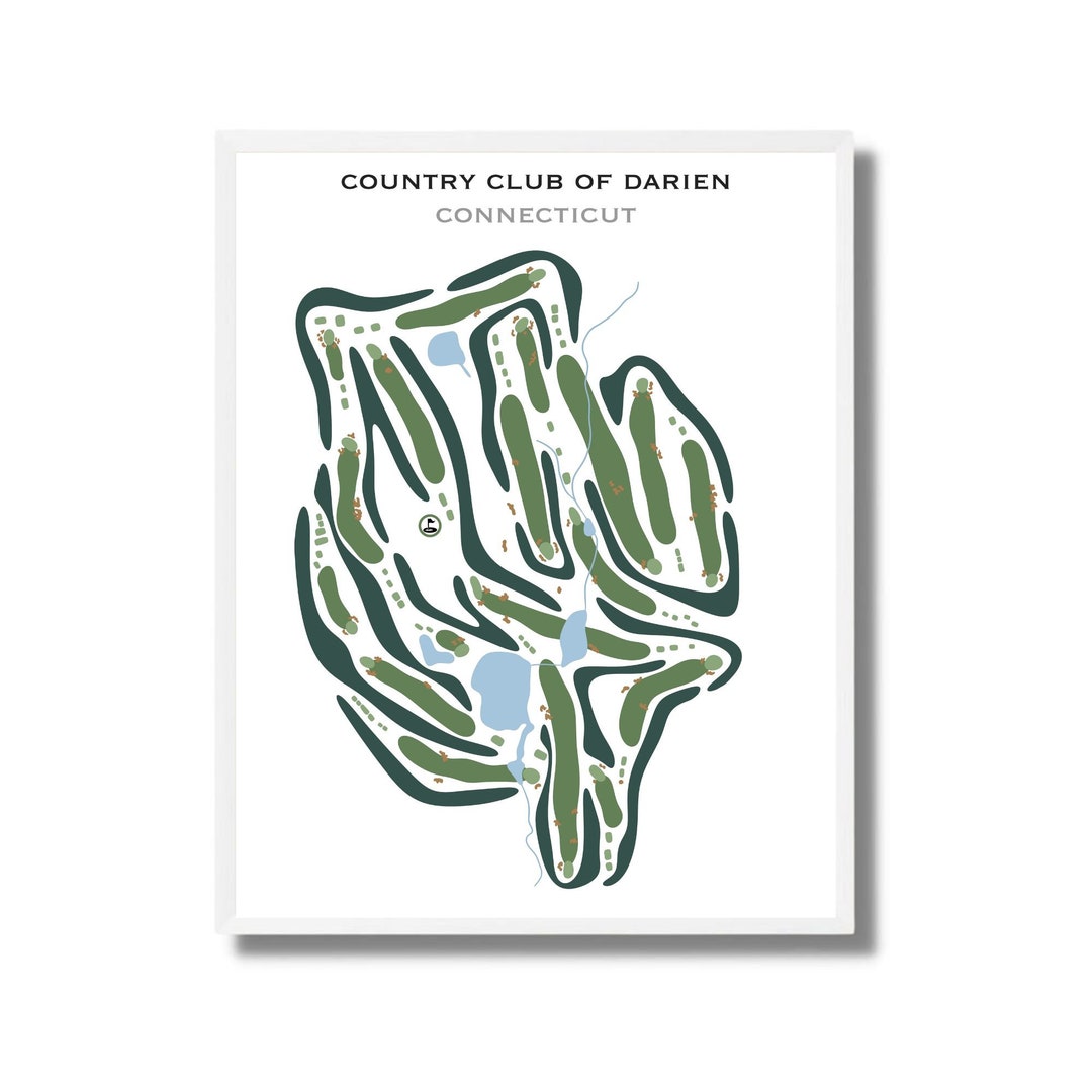 Country Club of Darien, CT Golf Course Map, Home Decor, Golfer Gift for