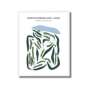 Northumberland Links, Nouvelle-Écosse | Carte du parcours de golf, carte du golf, cadeau golfeur pour lui, carte de pointage, cadeau petit ami golfeur, impression d'art sans cadre