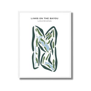 Liens On the Bayou, LA | Carte du parcours de golf, carte du golf, cadeau golfeur pour lui, mise en page de la carte de score, cadeau petit ami golfeur, impression d'art sans cadre