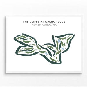 Les falaises de Walnut Cove, Caroline du Nord | Carte du parcours de golf, carte du golf, cadeau golfeur pour lui, mise en page de la carte de score, cadeau petit ami golfeur, impression d'art sans cadre