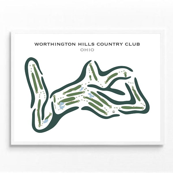 Worthington Hills Country Club, OH | Golf Course Map, Home Decor, Golfer Gift, Scorecard Layout, Golfer Boyfriend Gift, Art Print UNFRAMED