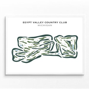 Egypt Valley Country Club, Michigan | Golfbaankaart, golfcadeaus voor papa, golferdecor, golfmuurkunst | Kunstafdruk in aquarelstijl, niet ingelijst