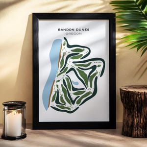 Golf Club Drucke - Bandon Dunes Oregon Golf Platz Karte | Golf Club Poster | Aquarell Golf Platz Layout | Golf Liebhaber Geschenk, Golf Art Decor