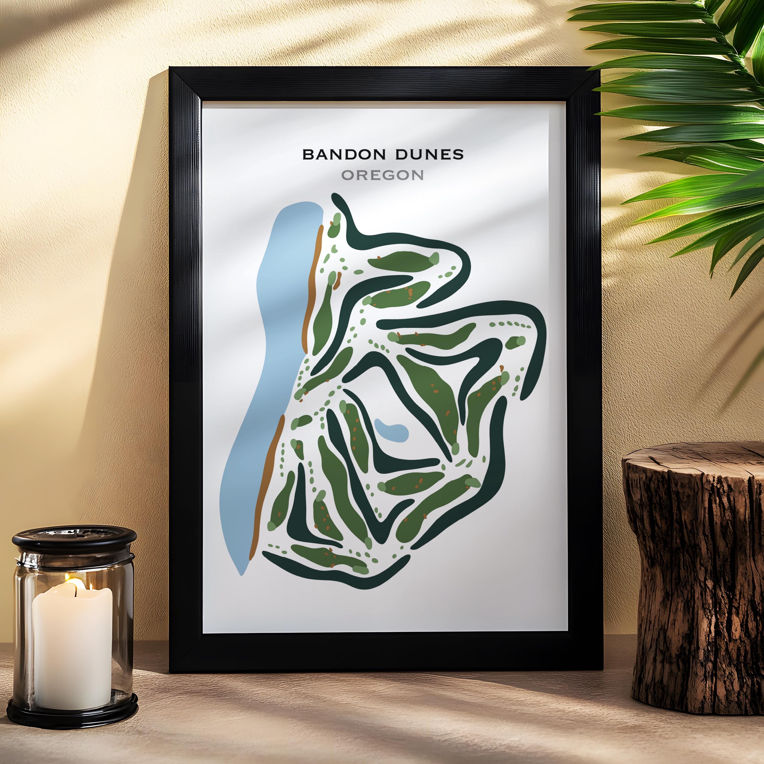 Golf Club Prints- Bandon Dunes Oregon Golf Course Map | Golf Course Poster | Watercolor Golf Course Layout | Golf Lover Gift, Golf Art Decor