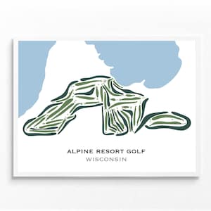 Alpine Resort & Golf Course, Egg Harbor, WI, mapa del campo de golf, impresión artística de golf, ideas para regalos de golf, regalo de aniversario, regalo de cumpleaños para papá, hijo
